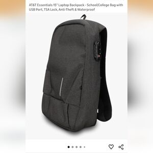 Essentials Gray Anti-Theft Laptop Backpack with TSA Lock